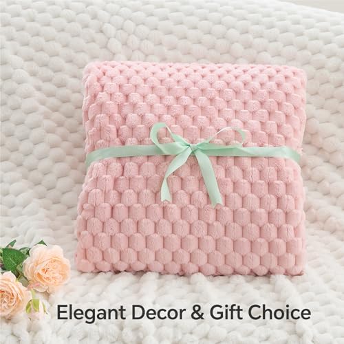 Image of BEDELITE Pink Queen Blanket for Bed, Soft Cozy Gifts for Women, 90 * 90 | 3D Jacquard Decorative Fleece Blanket, Super Soft Plush Throws, Cute Birthday Gift for Women & Men, Suitable for All Seasons