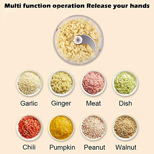 Electric Mini Garlic Chopper Garlic Cutter Garlic Masher, Garlic Press Mincer Pepper Chili Vegetable Nuts Meat Grinder,Food Processor Mincer Blender Mixer(White) #TOP7