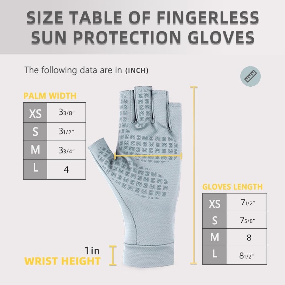 Unisex UV Protective Fingerless Gloves UPF 50+ Summer Sun Glove for Outdoor Fishing Cycling Hiking Driving Kayaking