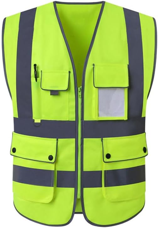 TOPTIE Customized 8 Pockets High Visibility Safety Vest ANSI ISEA Class 2 Reflective Vest Add Your Logo - Image 6