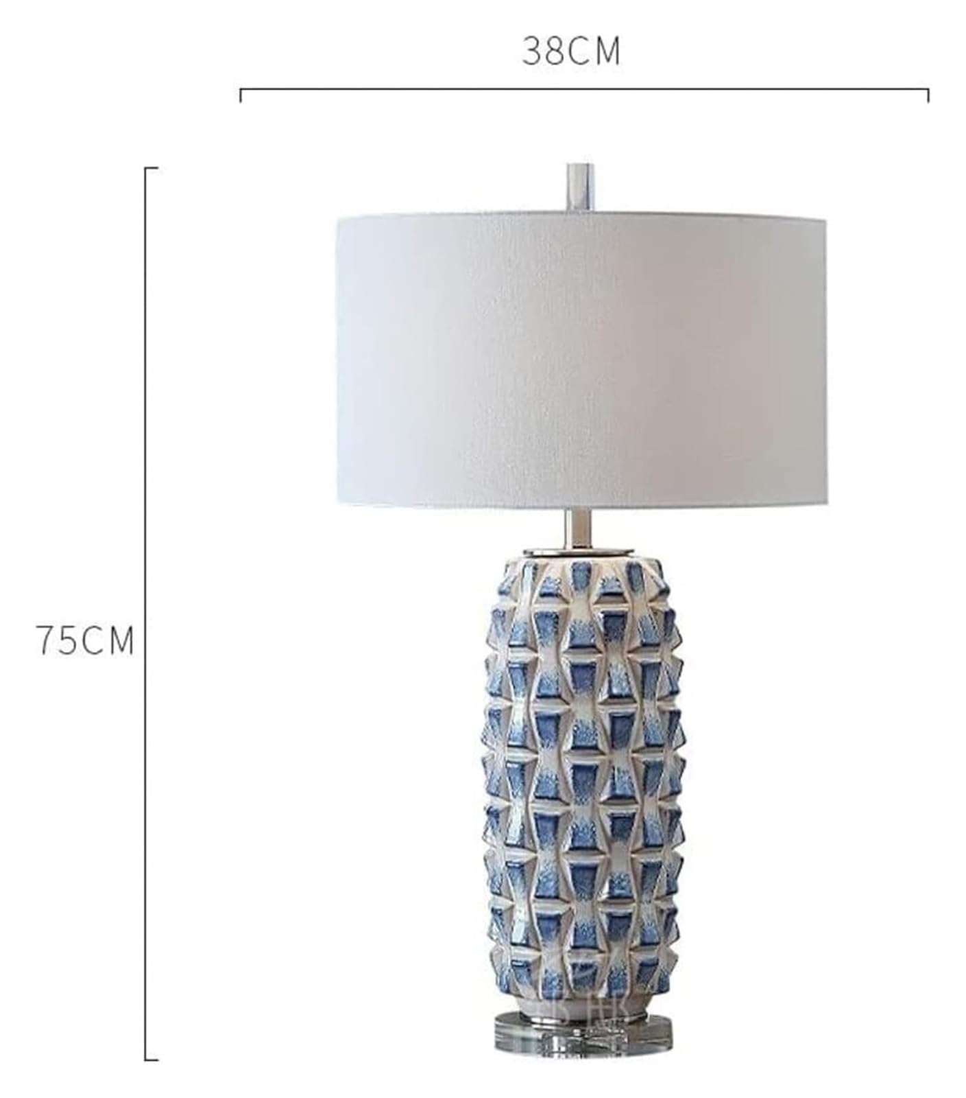 Ceramic Table Lamp Hand Painted with Blue Glaze