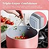 Premium Non-Toxic Ceramic Cookware Set – Triple-Layer Nonstick 12 Piece Pots and Pans with Lids, PFAS-Free, Oven Safe for Healthy Meals, Space-Saving Design, Coral Pink Color | Greater Goods #3