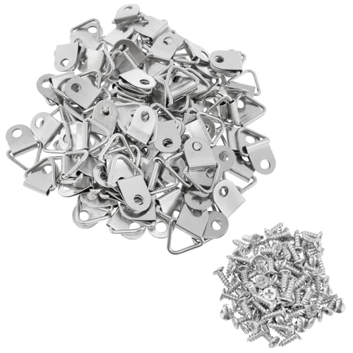 Image of Picture Frame Triangle Hook 23x10mm Picture Frame Hooks for Back of Frame Ring Picture Hangers for Hanging Clocks, Oil Paintings and Art Frames 100PCS