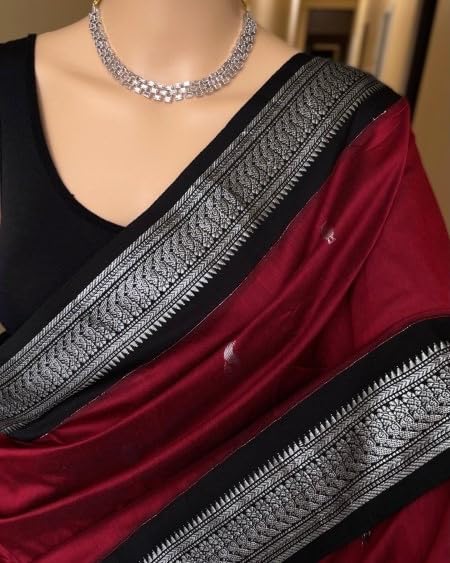 Image of Women's Kanjivaram Cotton Silk Saree South Indian Paithani Sari | gadwal cotton sarees with Zari Border and Blouse Piece - Suitable For All Indian Occasions and Festivals 191
