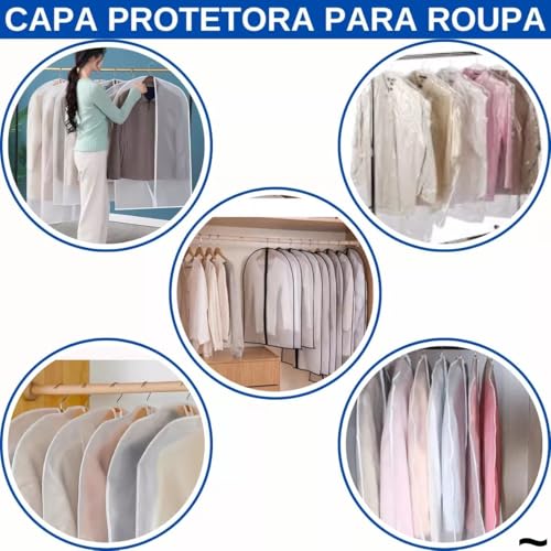 Capa Protetora para Terno, Vestido, Roupa, 60x137 e 60x90 cm, Antimofo, Impermeável (1 unidade 60x13