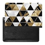 Fashion Modern Black White Gold Triangles Passport Holder,Compact Lightweight Waterproof Passport Cover, Portable Stylish Travel Wallet Accessories for Women Men