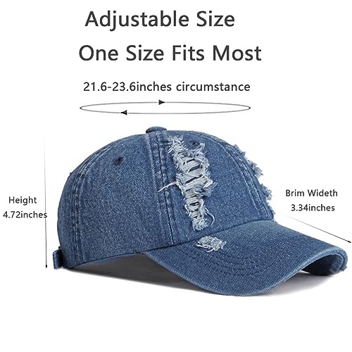 Image of Vintage Washed Denim Distressed Dad Hats Baseball Caps for Men Women