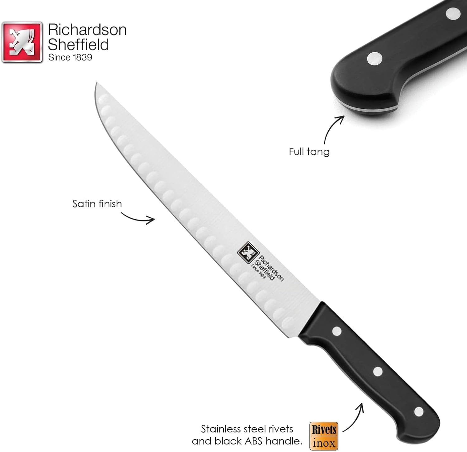 Richardson Sheffield Universal NSF Approved Professional Butcher Knife with Notches, 10-Inch