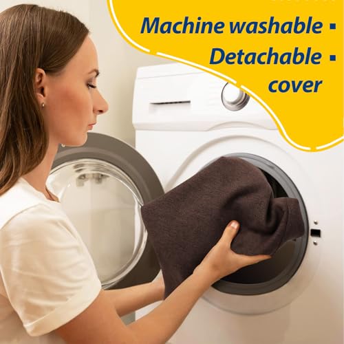Image of AAAAAcessories D-Shaped Chair Cushions, 2 inch Thick Dining Chair Pads with Ties and Removable, Machine-Washable Cover, 17 inch x 16 inch, Set of 4, Brown