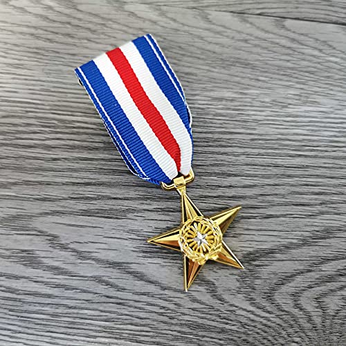 FOTN US Silver Star Full Size Medal Souvenir Badge - The American Commendation Star Silver Star Military Medal, Black2