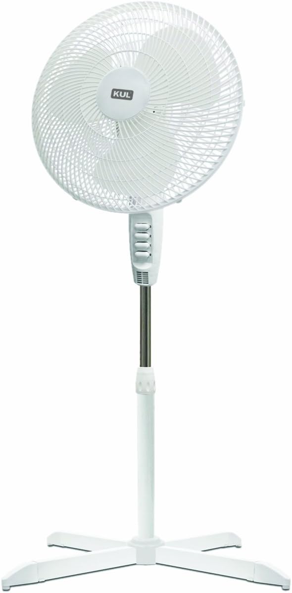 KUL Oscillating Energy Efficient Stand Fan, 16-Inch, White