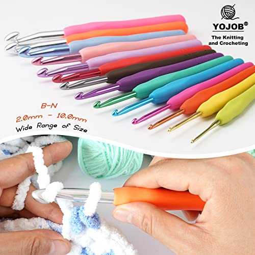 Image of YOJOB 2Pack Size M / 9mm, N / 10mm Crochet Hooks, Super Smooth & Ergonomic for Beginner and Advanced (9.0mm, 10.0mm)