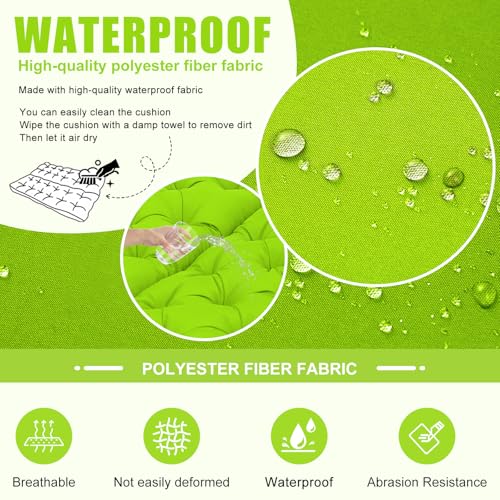 Image of Porch Swing Cushions Outdoor 60 inch x 40 Waterproof Swing Cushions 3 Seater Replacement with Backrest & 8 Ties 5 inch Thick Bench Swing Cushions for Outdoor Furniture Patio(Grass Green)