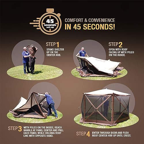 CLAM Quick-Set Pop Up Screen Tent, Traveler, 6 x 6 ft, Instant Setup Green Portable Outdoor Shelter, Compact Bug-Free Canopy Tent for Camping, Fishing, Backyard - Green