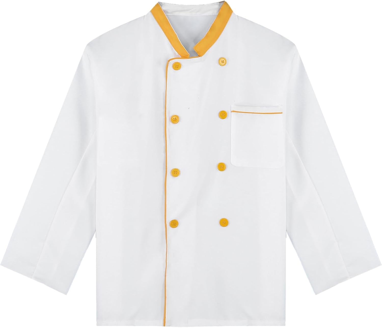 Men's Chef Jacket Long Sleeve Double Breasted Chef Coat Lightweight Jacket Coat Yellow 3X-Large
