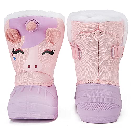 MORENDL Toddler Winter Snow Boots Waterproof Insulated Faux Fur Boys Girls Hiking Boots (Toddler/Little Kid)4