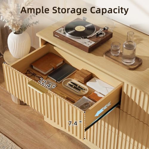 YESHOMY Bedroom Dresser, 47.2" Fluted Wood Dressers, 6 Drawer Dresser - Image 3