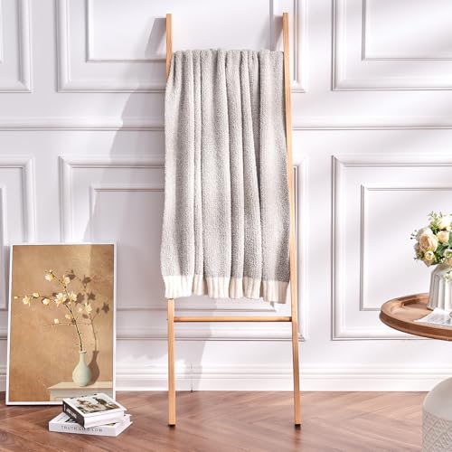 Image of CozeCube Reversible Knitted Throw Blanket, Grey White Melange 50 inchx60 inch