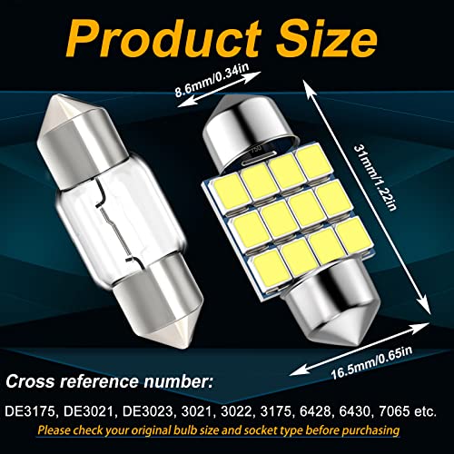 Lámpara LED para auto DE3175, 31mm, 6 unidades miniatura 2