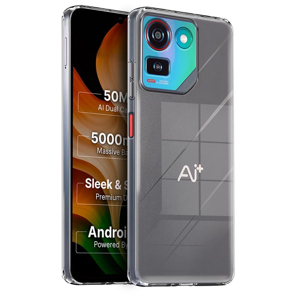Image of Fashionury Crystal Clear Case for Ai+ Pulse 4G | Yellowing Resistance | Transparent TPU Silicone | Raised Camera Lips | Slim Transparent Cover