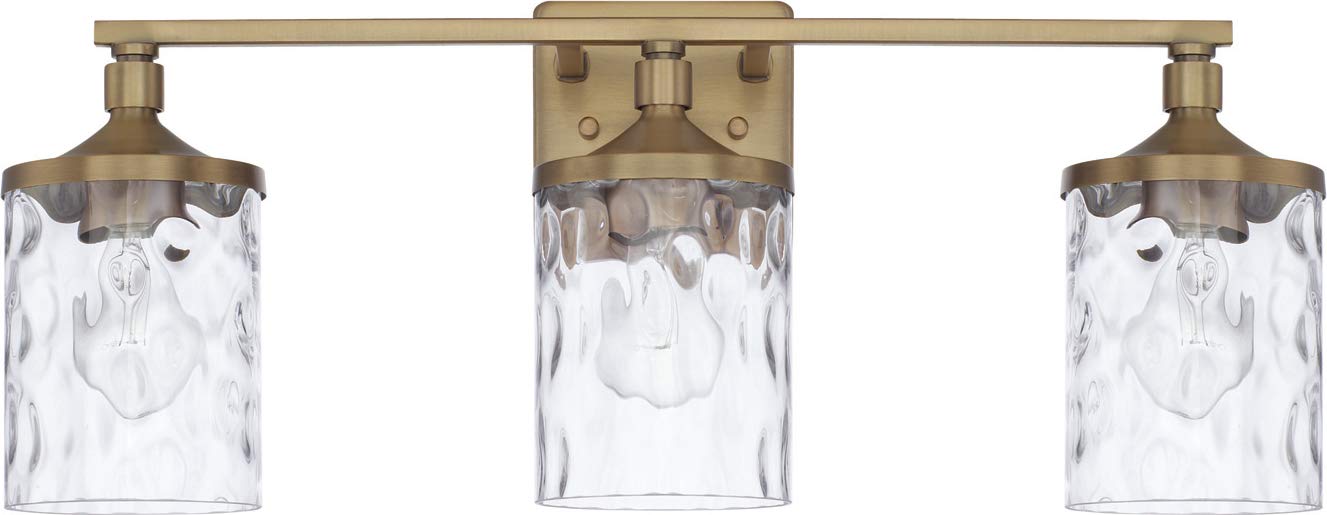 HomePlace Lighting Colton 3-Light Aged Brass Water Glass Vanity Light