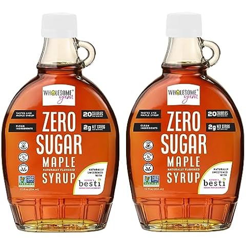 Wholesome Yum Zero Sugar Maple Syrup (Keto Maple Syrup) With Monk Fruit & Allulose - Natural Sugar Free Pancake Syrup - Non GMO, Low Carb, Gluten Free, Vegan, No Aftertaste (12 fl oz, 2 Pack) Cover