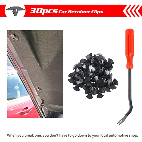 Image of OTUAYAUTO 30pcs Hood Insulation Retainers with one Fastener Remover - Replacement for Chrysler, Jeep, Dodge, Ram - Replace OEM 4878883AA LH LHS Nylon Clip