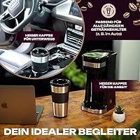 Clatronic Kaffeemaschine | Kaffee To Go Becher 400 ml | für alle gängigen Getränkehalter (z.B. Auto) | Filterkaffeemaschine | Permanent-Nylon-Filter | Edelstahlbecher mit Aromadeckel | KA 3733 – Ansicht 2