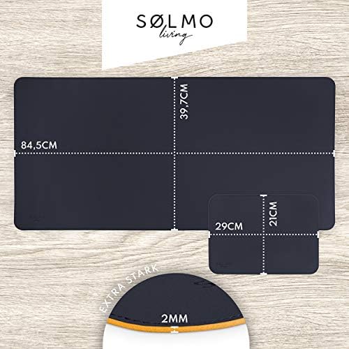 Sølmo podkładka na biurko ze skóry poliuretanowej, zmywalna, podkładka pod mysz XXL, dwustronna, duża, 85 x 40 cm (niebieska/żółta)