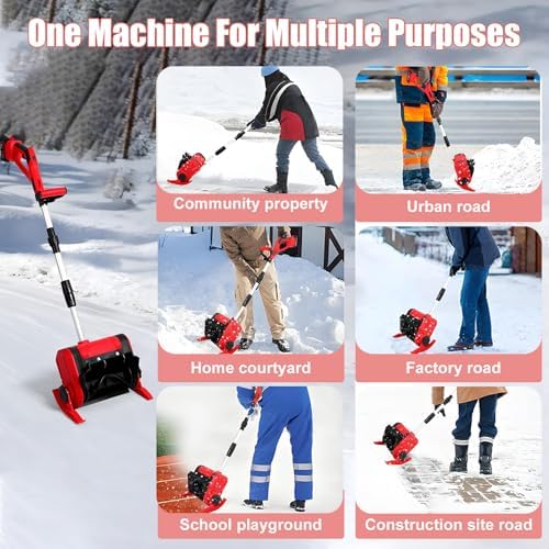 Pala de nieve eléctrica inalámbrica de 12 pulgadas de ancho de limpieza, diseño ergonómico ligero para un uso fácil por personas mayores y propietarios de viviendas