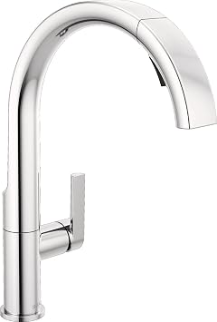 Delta Keele Chrome Kitchen Faucet with Pull Down Sprayer, Modern Single Hole Kitchen Sink Faucet, Single Handle, Chrome 19824LF