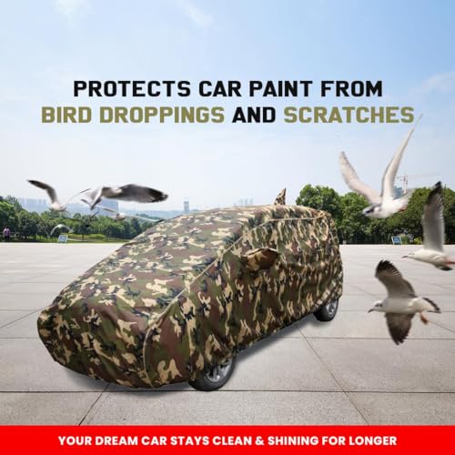 Image of Autofact 100% Waterproof Car Body Cover Compatible with Nissan Magnite (2020 to 2023), with Mirror and Antenna Pockets,4x4 American Matty, Long Lasting Material, Camouflage Army Look.