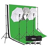 Kshioe Lighting Kit 6.6ft x 9.8ft Background Support System and Umbrellas Continuous Lighting Kit...