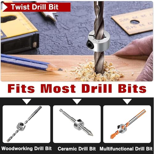 Tope para broca de 5mm Milageto limitador de profundidad para taladrado de ejes y madera 6