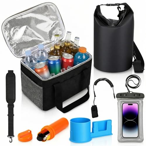 Vinsot 7 Pcs SUP Accessory Kit, Inflatable Paddle Board Accessories Set, Include Safety Leash, Insulated Bag, Paddle Board Cup Holder, Shoulder Strap, Storage Bag & More, Fits Inflatable Sup & Kayaks