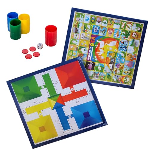 Oca y Parchís/Juego de Mesa 4 Jugadores/Juego Tradicional para Niños y Adultos/Reversible 2 en 1 Ambas Caras con fichas y Dados para 4 Jugadores - 35cmx35cm.