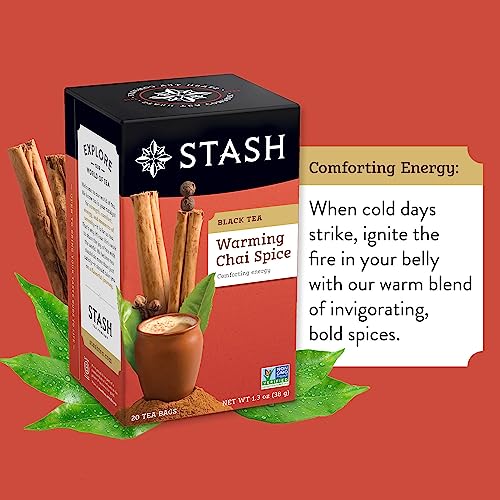 Image of Stash Tea Chai Spice Black Tea, 6 Boxes with 20 Tea Bags Each (120 Tea Bags Total)