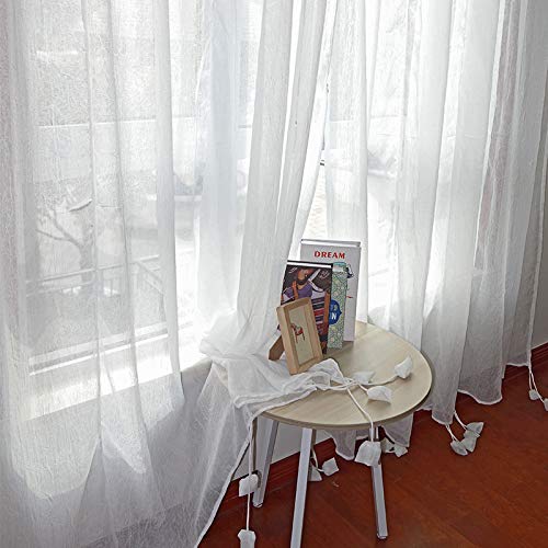 Fadfay Sheer Curtain 78"X59" Attached Valance Farmhouse White Lace Balloon Curtain Adjustable Tie-Up Curtain Shades, 1 Panel Door Curtain Shabby Tulle Curtain For Window #TOP3