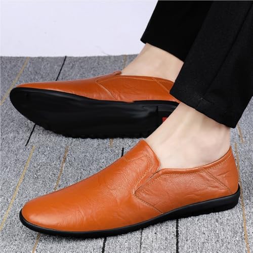 Prom Slip On Breathable Lightweight Anti-Slip Flexible Genuine Leather Round Toe Loafers for Men4