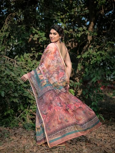 Image of MIRCHI FASHION Saree for Woman Organza Floral Printed | Lightweight Elegant Traditional Sari with Matching Blouse Piece