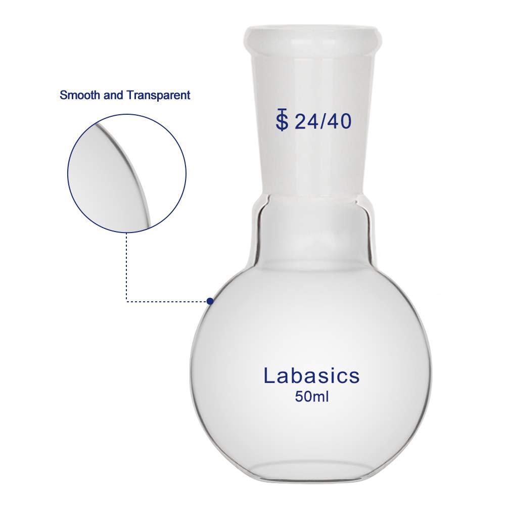 Pallone Di Ebollizione In Vetro Borosilicato 250ml - Fondo Piatto, Giunto 24/40, Per Laboratorio