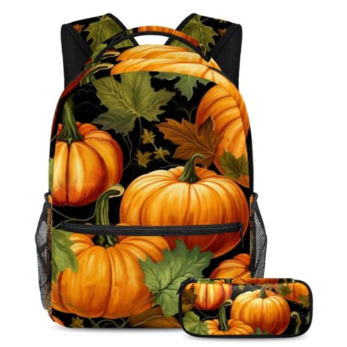 Sac à dos citrouille Thanksgiving résistant pour transporter cahiers A4