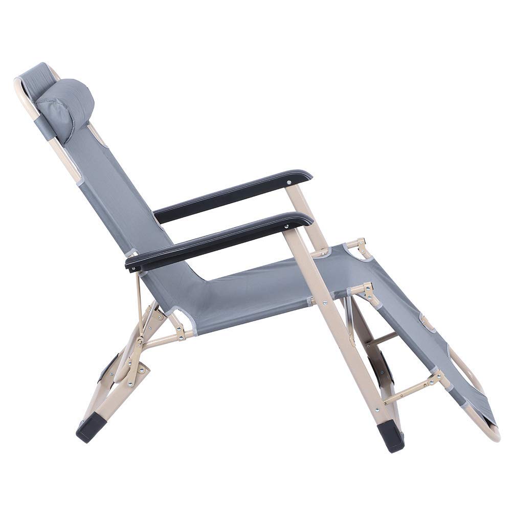 Sillón de Gravedad Cero para Patio, sillón reclinable Plegable para Exteriores, sillón de Playa, sillón de jardín Ajustable con Almohada para Piscina, jardín, Patio, Camping, Gris Little Surprise