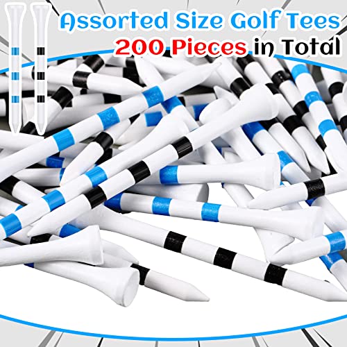 Libima 200 Pcs Striped Golf Tees Bamboo Wood Golf Tees Wooden Long Golfing Tees Reduce Side Spin And Friction For Men Women Kids Golf Balls Game(Black, Blue,3 1/4 Inch) #TOP2