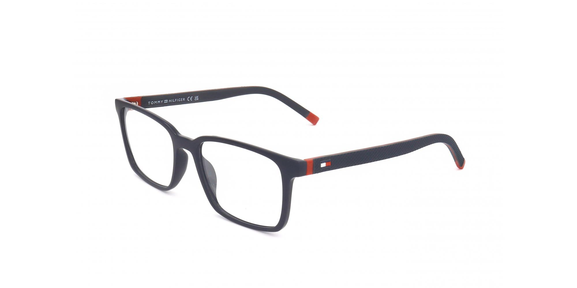 TOMMY HILFIGER Okulary z ostrością widzenia dla mężczyzn, opcjonalnie z filtrem przeciwsłonecznym lub filtrem niebieskiego światła, prostokątne, wykonane z poliamidu wtryskowego (w zestawie etui na