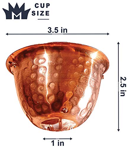 Monarch Rain Chains Pure Copper Hammered Cup Rain Chain, 8.5 ft Decorative Rain Catcher Chain for Gutters, Large Rain Chains for Outside, Rain Gutter Replacement Downspout