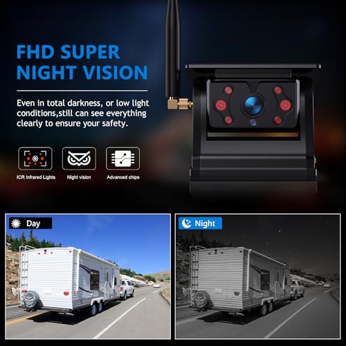 Image of 2 Magnetic Solar Wireless Backup Cameras 7 inch Touchscreen IPS Monitor