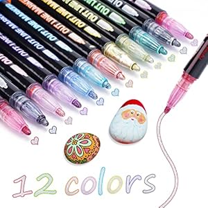 TEVILIK Glitzerstifte Magische Stifte Geschenke für Mädchen, Adventskalender Mädchen Kinder, 12 Outline Stifte Metallic Zauberstifte für Scrapbooking, Basteln Mädchen Geschenke 4-12 jahre