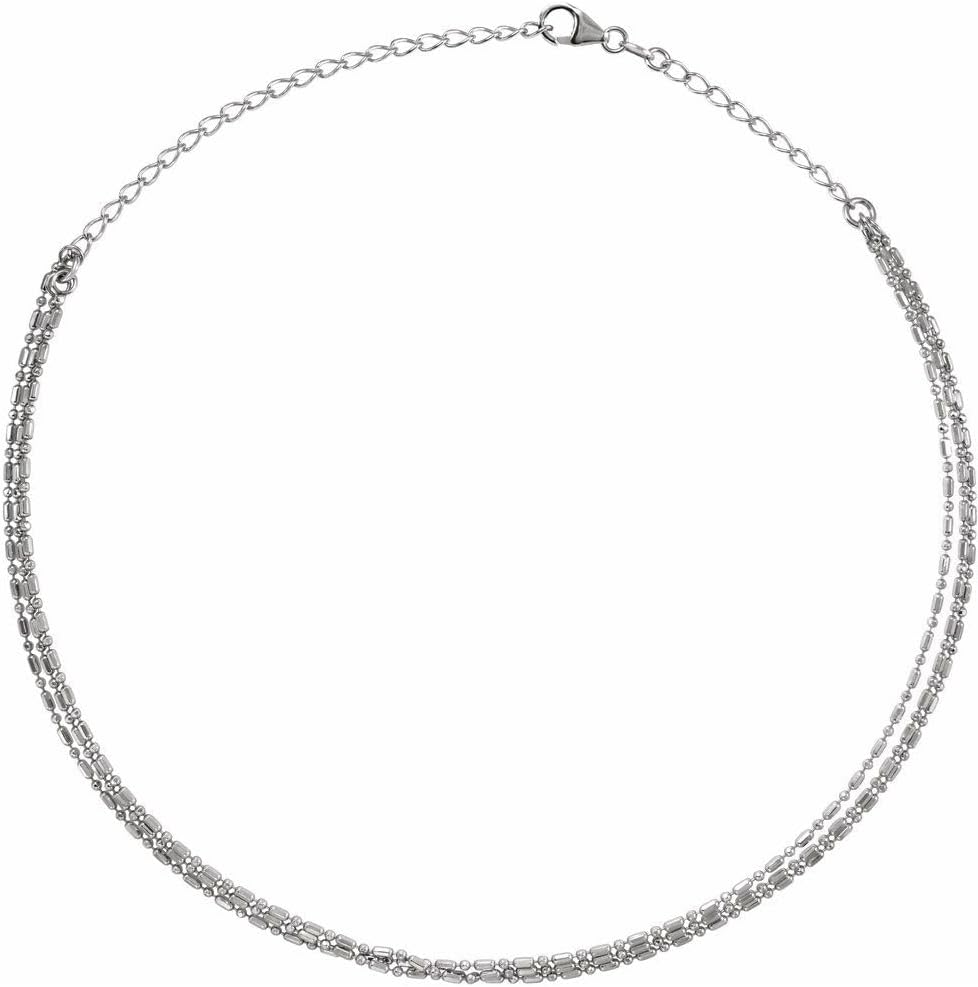 Sonia Jewels Solid 925 Sterling Silver Three 3 Strand Bead Chain Necklace Secure Lobster Clasp Closure 1Three 3 Choker 16" (Width = 4.5mm)