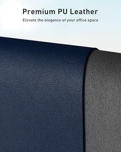 Image of Aothia Faux Leather Desk Mat - Large Mouse Pad, Non-Slip PU Leather Blotter, Waterproof Writing Surface for Office and Home (Dark Blue, 63 inch x 17 inch)